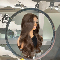 6 #   Perruques Lace Front Futura Brun Clair Ondulées avec Ligne de Cheveux Naturelle, Semi-Attachées à la Main, Sans Colle, pour Femmes Noires, Longues, Densité 150%, 24 pouces de hauteur