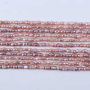 ไข่มุกน้ำจืดธรรมชาติสีดำ ขนาด 3-4 มม. สำหรับทำสร้อยคอ วัสดุทำเครื่องประดับ ไข่มุกทรงรีเกือบกลม แบบเจาะรู สำหรับงาน DIY จากจูจี้ - Product Image 1