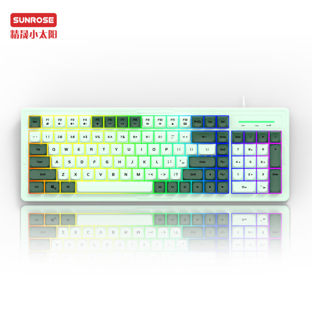 Custom Manufacturer OKB030 New Wired USB 2.0 Projection Gaming Keyboard Full Size Metal Ultra Thin Plug Play 3-Key Anti-Ghosting