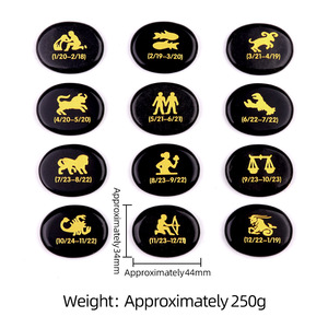 Ensemble de cristaux de guérison spirituelle gravés avec les 12 signes du zodiaque, <span class=keywords><strong>pierre</strong></span> de méditation en quartz rose naturel pour la méditation Reiki - Product Image 5