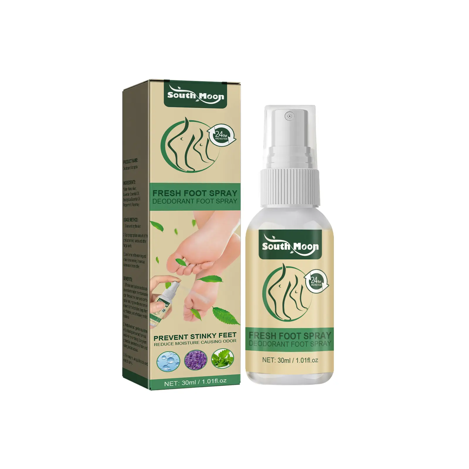 South Moon Fresh Foot Spray Moisturizing Skin Fragrance for Dry Itchy Feet Effective Shoe Deodorant
