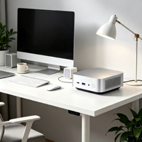 Mini PC con Pantalla, AMD R5, HDMI 2.1*2, Salida Tipo-C, 4K UHD, Arranque Programado RTC, Arranque sin Disco UEFI, Mini Ordenador para Señalización Digital