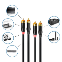 Buena calidad Oem 2 Rca Cable estéreo enchufe chapado en oro 2rca a 2rca Av Car Audio Cable macho a macho 2 Rca a 2 Rca Cable