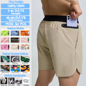 Pantalones Cortos Deportivos 2 en 1 para Hombre, de Malla de Secado Rápido, con Aberturas Laterales, Transpirables, Casuales, 100% Poliéster, para Gimnasio - Product Image 1