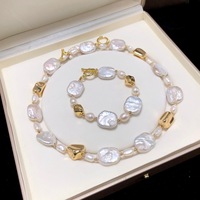 Bas prix blanc Edison perle d'eau douce tour de cou naturel baroque perle collier Bracelet ensemble de bijoux fins pour cadeau