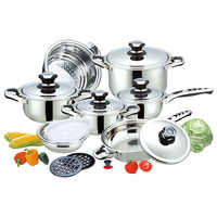 Ensemble de casseroles de cuisine en acier inoxydable OEM 16 pièces, compatible induction, pour la maison, le bureau ou le restaurant, casseroles de cuisson durables