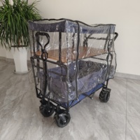 Chariot pliable d'extérieur avec auvent transparent, chariot pliable pour enfant