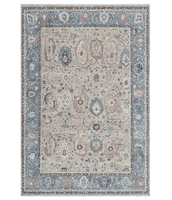 Tapis design haut de gamme beige et bleu, noué à la main, style contemporain, tapis en laine de qualité supérieure pour les intérieurs modernes, maison, hôtel, villa