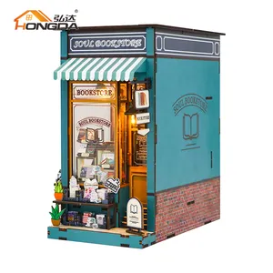 Hongda jardin maison serre-livres 3d en bois bricolage Miniature maison travail manuel assembler livre recoins kit