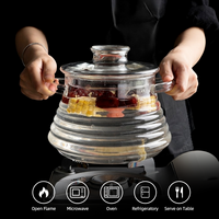 Casserole en verre borosilicate 3000 ml / 101,4 oz, casserole en verre côtelé avec couvercle pour les préparations en grande quantité, les soupes, les réceptions et la restauration