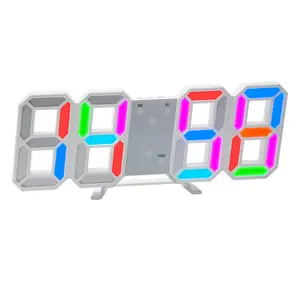 EMAF цветные 3D светодиодные настенные часы Будильник настольные и настольные часы Регулируемая яркость настенные цифровые часы домашний декор