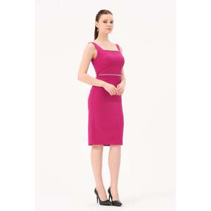 Haut décontracté uni fuchsia vibrant pour femme DANS, coupe classique, disponible en tailles 38-42, modèle 1607 - Product Image 2