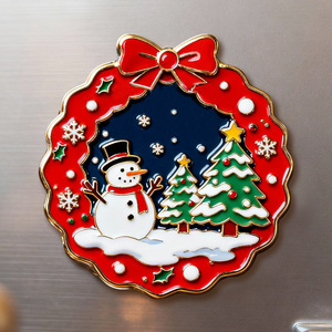 Aimant de réfrigérateur personnalisé en métal Art Déco avec aimant puissant pour les attractions touristiques, cadeau commémoratif, décorations de Noël - Product Image 4