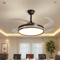 Noyer 42 pouces LED ventilateur de plafond intelligent moderne Mini conception en bois télécommande pour une utilisation intérieure pour salle à manger chambre hôtel élégant décor à la maison