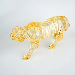 Acrylique tigre sculpture Art populaire décoration de la maison modèle Animal en plastique artisanat ambre tigre Statue bijoux moule produits ornement