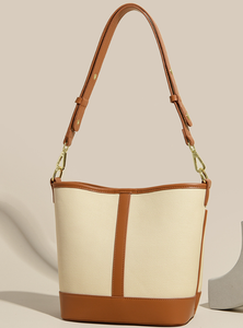 Women's Fashionable <b>Large</b> Capacity Single Shoulder <b>Crossbody</b> Bucket <b>Bag</b> Polyester Waterproof Zipper Closure - Product Image 3