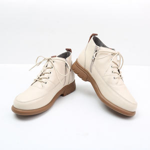 รองเท้าบูทหุ้มข้อสูงหนังนิ่มสีน้ำตาลสำหรับผู้หญิง แบบผูกเชือกและซิป ดีไซน์ทันสมัย ส้นหนา พื้นนุ่ม สวมใส่สบาย เหมาะสำหรับฤดูใบไม้ร่วงและฤดูหนาว - Product Image 3