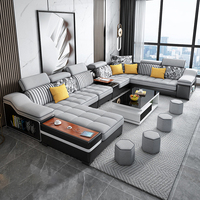 Italienisches Stoffs ofa Einfaches modernes modulares Sofa Große Wohnung Neues Baumwoll-Leinen-Latex-Technologie-Stoffs ofa