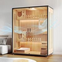Villa intérieure pour chat extra-large en bois, cage pour chat avec roues verrouillables, verre trempé, meuble multi-niveaux pour grands chats