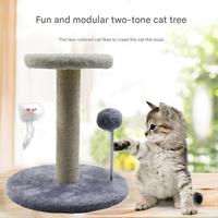 Petit arbre à chat en sisal avec jouet souris suspendu et balle à ressort pour chats d'intérieur et chatons