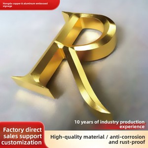 Lettere in Rilievo <span class=keywords><strong>Tridimensionali</strong></span> Personalizzate in Rame e Alluminio per Pareti di Sfondo, Lettere in Acciaio Inossidabile con Superficie Spazzolata per Branding - Product Image 2