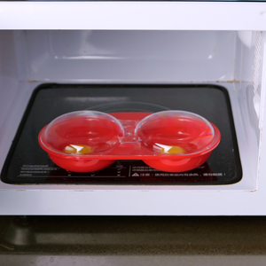 Outil de cuisine créatif pour le petit-déjeuner au <span class=keywords><strong>micro</strong></span>-ondes, double <span class=keywords><strong>tasse</strong></span>, poêle à pochée rouge, outil pour faire bouillir les œufs au <span class=keywords><strong>micro</strong></span>-ondes - Product Image 6