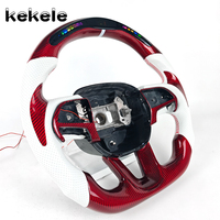 Accessoires de voiture pour Dodge Challenger Charger Custom White Perforated Leather LED Red Carbon Fiber Steering Wheel