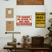 Juego de Letreros Metálicos Vintage con Diseño Divertido de Música y Vecinos, Decoración Retro para Pared de Casa, Cueva del Hombre, Bar o Garaje