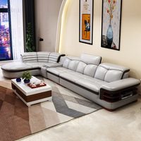 Canapé d'angle en cuir moderne en forme de L pour petits salons, projets de meubles résidentiels et d'appartements