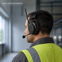 Headset Bluetooth Nirkabel Peredam Kebisingan Berkualitas Tinggi NRR 25dB dengan Mikrofon Boom dan Daya Tahan Baterai 350 Jam untuk Komunikasi
