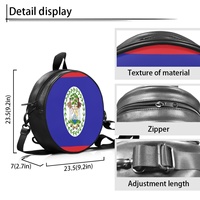 Sac à bandoulière rond en cuir PU imprimé drapeau national du Belize, sac à dos décontracté pour femme à double usage, pour les voyages et les trajets quotidiens