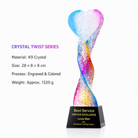 Trophée en cristal personnalisé, plaque de reconnaissance colorée à colonne torsadée pour événements d'entreprise, compétitions et cadeaux