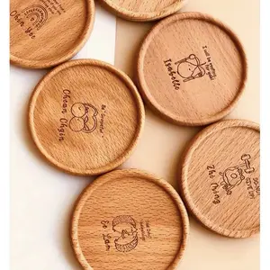 Подставки из натурального бука с индивидуальным логотипом квадратные или круглые деревянные подставки для чашек производство
