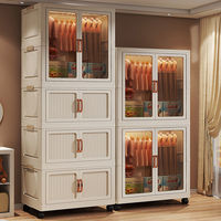 Armoire de rangement pliable en plastique écologique extra-large 6680, sans assemblage, multi-niveaux, pour salon