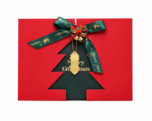 Maßgefertigte Weihnachtsbaum-Trüffel-Verpackungsbox Doppeltürige Papier-Buchbox Starre Magnetbox mit Goldfolie für Geschenk-Schokolade - Product Image 3