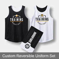 Ensemble d'uniformes de basketball réversibles sans manches pour jeunes garçons - Personnalisé, 100 % polyester, maillot imprimé double face et short respirant