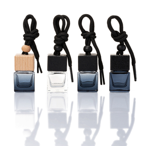 8ml tapa de madera negra vacía de lujo clásico colgante de vidrio ambientador de coche aceite esencial Perfume difusor de coche botella de vidrio artesanías - Product Image 1