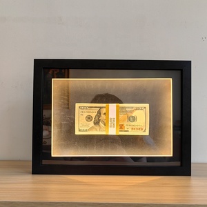Conception exclusive d'usine taille A4 tout <span class=keywords><strong>noir</strong></span> boîte d'affichage de lumière LED dollar américain cadre <span class=keywords><strong>photo</strong></span> de facture de dollar américain - Product Image 2