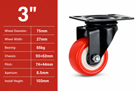 Vente directe usine – Roulettes de frein 1,5/2/2,5/3 pouces pour meubles, en polyuréthane/fer, directionnelles/universelles pour bureau