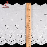 Bordir Putih Broderie Anglaise Bahan Katun 100% dan Pola Cetak Renda Lubang-Lubang