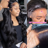 Perruque brésilienne naturelle sans colle, longue, ondulée, avec dentelle frontale transparente, pour femmes, qualité Remy, vente en gros