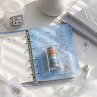 Carnet à anneaux A5 personnalisé LABON, esthétique, en PVC bleu transparent, journal personnalisable, planificateur rechargeable, papeterie en gros OEM