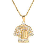 Pele 10, le roi du football européen et américain, première génération, best-seller. Collier avec pendentif en cuivre plaqué or 10 carats