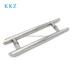 KKZモダンデザインステンレス鋼商業用木製ドアシャワーガラスプルハンドル製造研磨管状ミラードアプル - Product Image 3