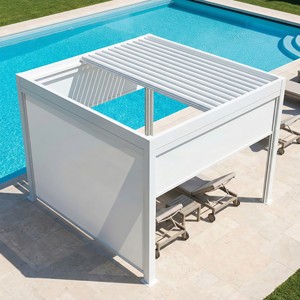 Pérgola Eléctrica Retráctil con Techo de PVC e Iluminación LED Integrada, Sistema de Toldo Plegable Impermeable para Restaurantes y Terrazas - Product Image 1