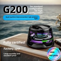 Speaker Mini Nirkabel V5.3 G200 dengan Lampu LED RGB, Tahan Air IPX4, Dudukan Magnetik - Untuk Penggunaan Luar Ruangan & Meja