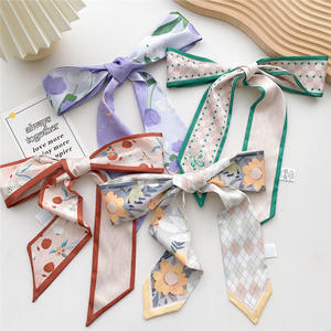 Banda de pelo larga lisa de satén de nuevo estilo multifuncional con patrón geométrico atado en un bolso banda de pelo para mujer - Product Image 3