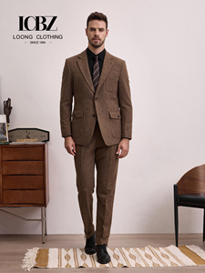 Costume <span class=keywords><strong>Homme</strong></span> Classique Rétro Britannique en <span class=keywords><strong>Tweed</strong></span> <span class=keywords><strong>Marron</strong></span> de Haute Qualité, Respirant, Grande Taille, Ensemble <span class=keywords><strong>Blazer</strong></span> Slim Décontracté à Simple Boutonnage - Product Image 3