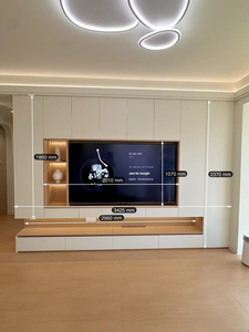 <span class=keywords><strong>Mobile</strong></span> <span class=keywords><strong>TV</strong></span> Minimalista Elettrico in Legno Massello <span class=keywords><strong>da</strong></span> Parete con Illuminazione Integrata per Soggiorni, Hotel e Appartamenti, 65 Pollici+ - Product Image 2