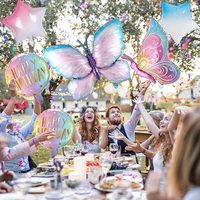 Ballon en aluminium papillon animal de dessin animé pour enfants, ensemble de décoration de fête d'anniversaire 1-9 ans, version brillante, 220g, emballé sous sac à air